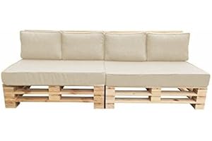 chilly pilley Coussin De Palette EU Impermeable Coussin De Siège Coussin De Jardin Housse Amovible Et Lavable (6 ER Set, Crème)