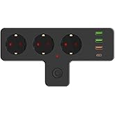 Yeni Nesil 3'l&uuml; Duvar Priz Termal Akım Korumalı Priz 3 x USB, 1 x Type-C 20W PD Giriş