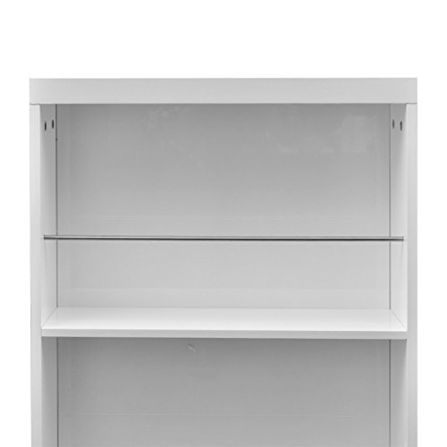 High Gloss Bar Coffee Table Dining Table With 3-layer Rack White