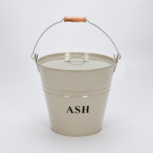 Inglenook Premium Cream Powder Coated Metal Ash Bucket with Lid #ING014 by Fire