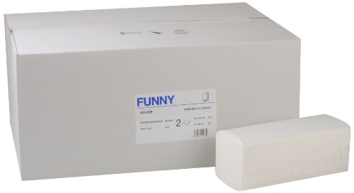 Funny 2-Ply Paper Hand Towels with ZZ-Fold 25 x 23 cm Brilliant White [4000 Sheets]