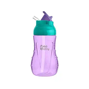 BeeBaby My Flippy Soft Silicone Straw Sippy Cup / Sipper. 100% BPA Free | Spill-Proof. (250 ML / 8 oz.) (Violet) 12M+