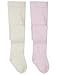 M&Co Baby Girls Cotton Rich Plain Basic Cream And Pink Party Tights - 2 Pack Multicolour 0/6 Mth