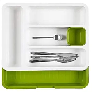 Krenz Multipurpose Cutlery Organizer Tray/Store Plate for Modular Plastic Drawer Holder to Store Spoons Toiletries for Home Kitchen, Bed & Bathroom