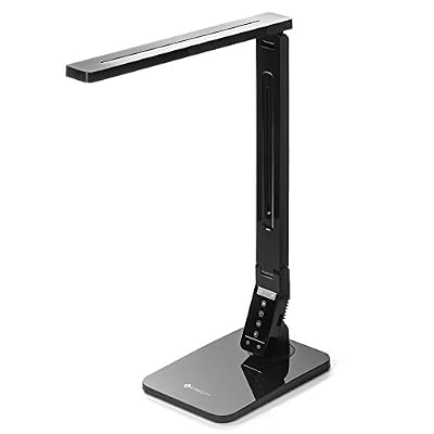 Etekcity LED Lampe de Bureau, 4 Modes Lecture/Etude/Relax/Sommeil, 5 Niveaux d'Intensité Réglable, avec 1 Port Chargeur USB, et Contrôle Tactile, Minuterie de 60 Minutes, Bras Repliable, 6W à 11W, Classe Energétique A+, Noir.