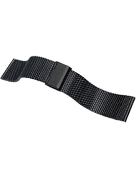Davis B0812 - Armband Uhr Mesh Stahl Schwarz Milanaise 24mm Verstellbarer