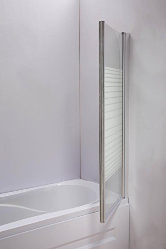 CLP Duschabtrennung Badewanne, Badewannenaufsatz NANO Echt Glas (ESG Sicherheitsglas) faltbar, 2 teilig, ca. 130 x 110 cm Klarglas/Milchglas – gestreift, Anschlag: Rechts - 7
