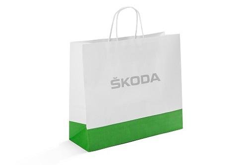Preisvergleich Produktbild Skoda Papier Tragetasche Fr. M, weiß / grün - SKO51472