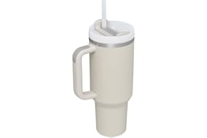 FOOJO Kubek z uchwytem, kubek z logo Stanle ze słomką, podróżny kubek do kawy, kubki Stanleys kubki termos ze stali nierdzewnej, kubek podróżny na gorące / zimne napoje, szczelny izolowany próżniowo