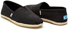 Spotlly Black Mens Toms Men's Classic Alpargata Espadrilles - Washed Black Linen Rope Sole - 7