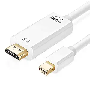 rts Mini DP to HDMI, Mini DisplayPort DP (Thunderbolt Compatible) to HDMI HDTV Cable for iMac, MacBook Pro, MacBook Air and PC - White - 1.5 Meter