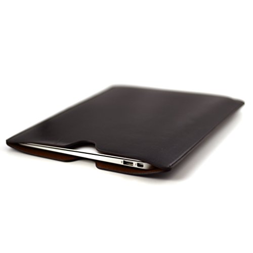 Kunstleder Schutzhülle für MacBook 12-Zoll von Dockem - Schlank, einfache Abdeckung, Profi Pouch Case mit Mikrofaser Filzfutter (12-Zoll, Dunkelbraun)