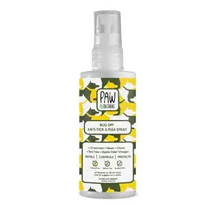 Paw Naturale Bug Off Anti Tick and Flea Spray for Dogs 250ml. Anti tick Repellent Spray is Suitable for Dogs, Homes & Kennels for Protection Against Ticks, Flea, Larvae & Lice. Paraben SLS/sles Free