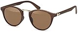 100 % protección UV 400 styleBREAKER Gafas de sol en óptica de madera y lentes redondas, montura de plástico y metal, unisex 09020083, color:Armazón marrón-dorado/vidrio marrón teñido