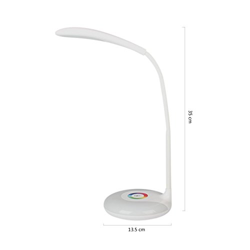 Living Color Schreibtisch- und Nachttischlampe, Minkle Dimmbare Augenpflegende Schwannenhals LED Schreibtischlampe, Kabellos, USB Aufladung, 3 Helligkeit, Weiß - 4
