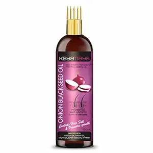 Kayamaya Onion Black Seed Hair Oil - WITH COMB APPLICATOR - Controls Hair Fall - NO Mineral Oil, Silicones, Cooking Oil & Synthetic Fragrance Hair Oil (100 ml)