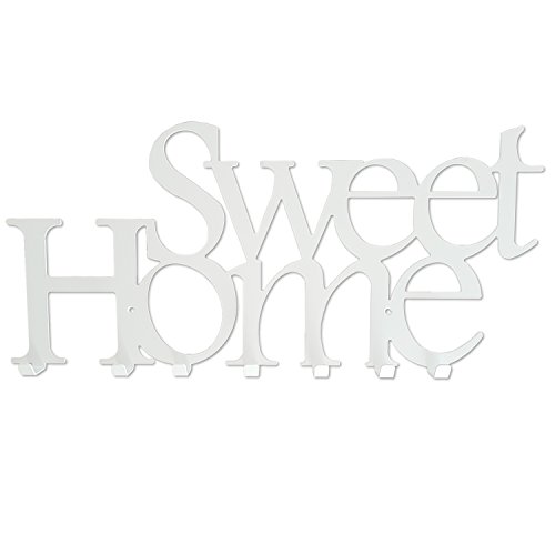 Galleksa Appendini per Abbigliamento con 7 Ganci Appendiabiti da Muro in Metallo Attaccapanni Sweet Home Bianco