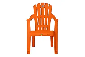 Prima Baby Plastic Chair 124 Modern and Comfortable with Backrest for Study | Play | Desk | Kids with Arms for Home/School/Dining for 2 to 6 Years Age. (Set of 1, Orange)