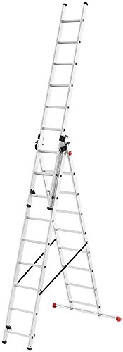 Preisvergleich Produktbild Hailo ProfiStep combi, 3-teilige Alu-Kombileiter, 3x12 Sprossen, stabiler Querbalken, Transportsicherung, bis 150 kg, made in Germany, 7312-007