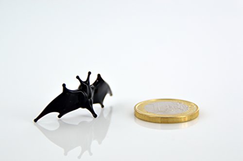 Fledermaus mini Schwarz Glas – Miniatur Figur Schwarze Fledermaus- Glasfigur Deko - 4