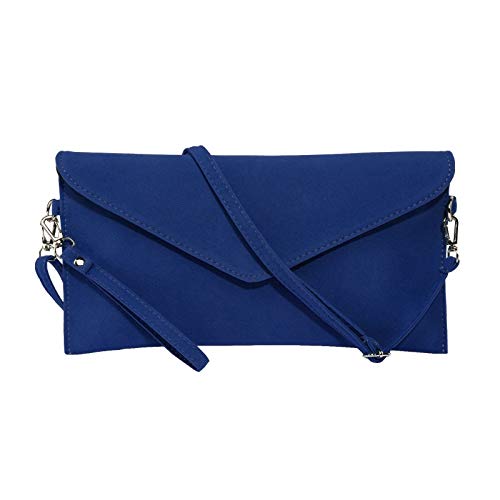 Jieway - Bolso de mano para mujer, ante sintético, Azul (Azul Oscuro), Small