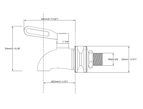 SUMERAIN 304 Edelstahl Wasserhahn Ersatz-Zapfhahn Bier Zapfhahn Auslaufhahn Getränkespender (16mm) - 2