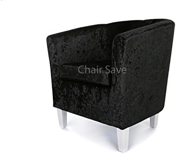 Designer Monaco Linen or Velvet Fabric Sofa Tub Chair Armchair Dining Room Living Room Reception Chair in 20 Colour Combinations (Black Crushed Velvet)