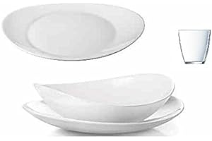 BORMIOLI ROCCO & FIGLIO OFFERTA SERVIZIO PIATTI CON BICCHIERI PROMETEO BIANCO BORMIOLI X 6 PERSONE 24 PEZZI