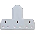WorldTechno 3 Way Plug Adapter – 250V/13AMP UK Multi Plug Adaptor – Multi-plug Socket Adapter - One Socket into Three Triple Plugs, Wall Plug Extender for Home, Office, Phone, Tablet (White)
