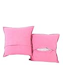 Indisch Baumwolle 40×40 Kissenhülle Sofakissen Rosa Deko spitze Pillow cover Dekorativ gestreift Zierkissenbezüge Set 2 Vintage Pillowcases By Rajrang - 2