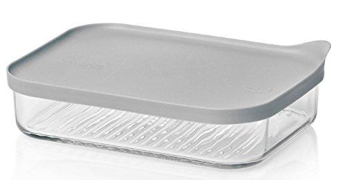 Glasslock (MCRB-113F, 1050ml), Rechteckige Frischhaltedose aus Glas - Freezer Typ (Grau)