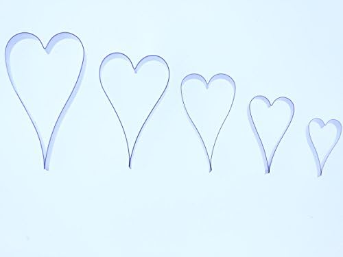 Elongated Heart Cutter set - Stainless Steel Sugarcraft Cutters - Set contains five cutters measuring 65,55,45,35 and 25mm - Valley Cutter Company - Sugarcraft, Cake Decorating, FIMO, Polymer and Precious Metal Clay