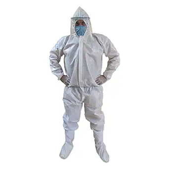 PrettyKrafts SITRA & CE Certified Laminated PPE KIT with Full Body Coverall, Latex Gloves, Shoe Cover, Face Mask, Face Shield, Complete PPE kit for Doctors, Washable & Reusable, White, Set of 1