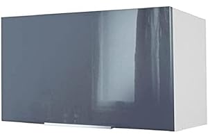 Berlioz Creations CH6HG Meuble Haut de Cuisine sur-Hotte Gris Haute Brillance 60 x 34 x 35 cm, Fabrication 100% française