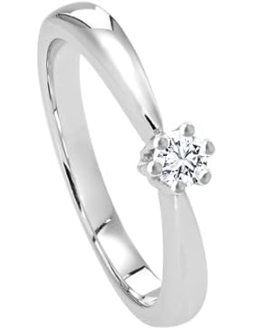 Diamond Line Damen-Verlobungsring Gold Solitärring Diamantring 585 1 Brilliant 0.15 ct. Gelbgold / Weißgold Ring...