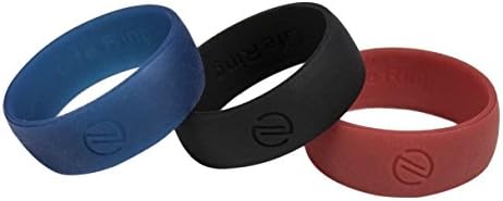 Men's Silicone Wedding Ring for Active Lifestyles|Life Ring Is Flexible, Safe & Durable Silicone Wedding Band, Black, Blue & Red, US Ring Sizes 9, 3 Pieces