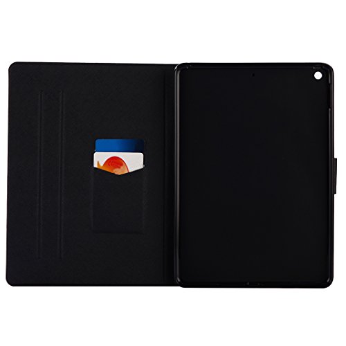 iPad Mini 3 Flipcase, iPad Mini 2 Flipcase, iPad Mini Flip Bumper, Moon mood® Automatischen Schlaf / Wake Ledertasche für Apple iPad Mini 1/2/3 7.9 Zoll, PU Leder Cover Folio Handyhülle Gemalt Muster Premium Bumper Handytasche Backcover Tasche Stand Etui im BookStyle Case mit Brieftasche Standfunktion Halter Kreditkarte Slots und Magnetverschluss Cover mit Weich TPU Innere Auto Wakeup / Untätigkeit -Funktion Fall Etui Tasche für iPad Mini 1/2/3 (nicht für iPad Mini 4) - 5