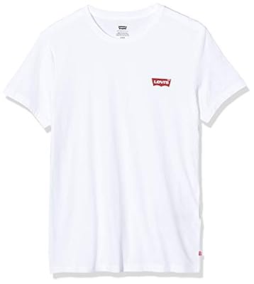 Levi's 2pk Crewneck Graphic T-Shirt, Multicolore (2 Pack HM White/Mid Tone Grey Heather 0001), Medium Homme