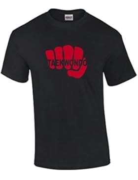 schweres Qualitäts T-Shirt mit Motiv Taekwondo Faust, Farbe schwarz