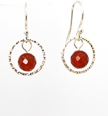 4LG (Live Love Laugh be Lucky) Red Natural Agate Silver Earrings Immortal Phoenix Positive Energy