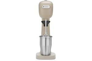 HENDI Getränkemixer, inkl. 2 Mischbecher, 4 Rührwerken, für Milchshakes, Freddo Cappuccino, Frappés, Milchshake Maker, Drink mixer, 0,5L, 230V/400W, 170x196x(H)490mm, ABS, Edelstahl, Karamell