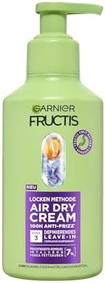 Garnier Fruit Locken Methode Air Dry Cream, Leave-in definisce tutti i tipi di ricci con 7% di umidità complessa, 260 ml