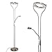 Produktbild LED Stehlampe Donna, dimmbare Stehleuchte aus Metall in Nickel-matt, m. verstellbarem Lesearm, 2070 Lumen, Lichtfarbe 3000 Kelvin (warmweiß), Deckenfluter für Wohnzimmer, Flur, Esszimmer, Schlafzimmer