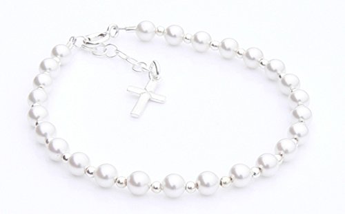 Pearl and Sterling Silver Holy Communion Bracelet - Personalised Box - Holy Communion Gifts