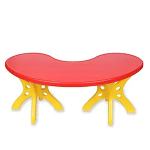 HerHome Moon Table for Kids - Half Round Moon Shape Plastic Table with 54 inch Length - Study Table for Kids at Home or School - Perfect for Indoor and Outdoor - Play Schools and Homes