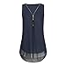 Produktbild Damen Sommer Reißverschluss Tank Crop Tops Vest Tanktops Weste Cami DOLDOA Oberteile T-Shirt Geburtstags Geschenk Für Frauen Mädchen Freundin (EU:48, Dunkelblau - 5)