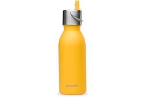 QWETCH - Gourde thermique Kids Curry jaune 350 ml - Bec en acier inoxydable - 24 h froide, 12 h chaude - Hermétique sans BPA - Idéal école, sports