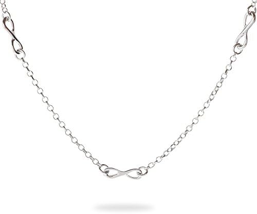Women Necklace with Three Infinity Elements, 925 Sterling Silver - lenght cm. 45 - Made in Italy - ELEA MONTECARLO Timeless Collection