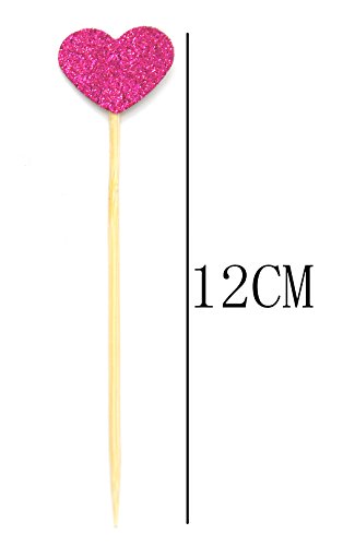 PuTwo Kuchen Toppers 20 Zählungen Handmade Peach Herz Hochzeit Dekoration Party Supplies Cupcake Toppers- Rosa Herz - 4