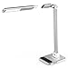 Produktbild BESTEK 7W Akku Metall Schreibtischlampe led Nachttischlampe dimmbar mit 2 schnelllade USB, 4 Lichtmodi und 16 Stufen (kabelloser Lampenkopf abnehmbar mit Akku und 3 Stufen ) Tageslichtlampe mit Timer